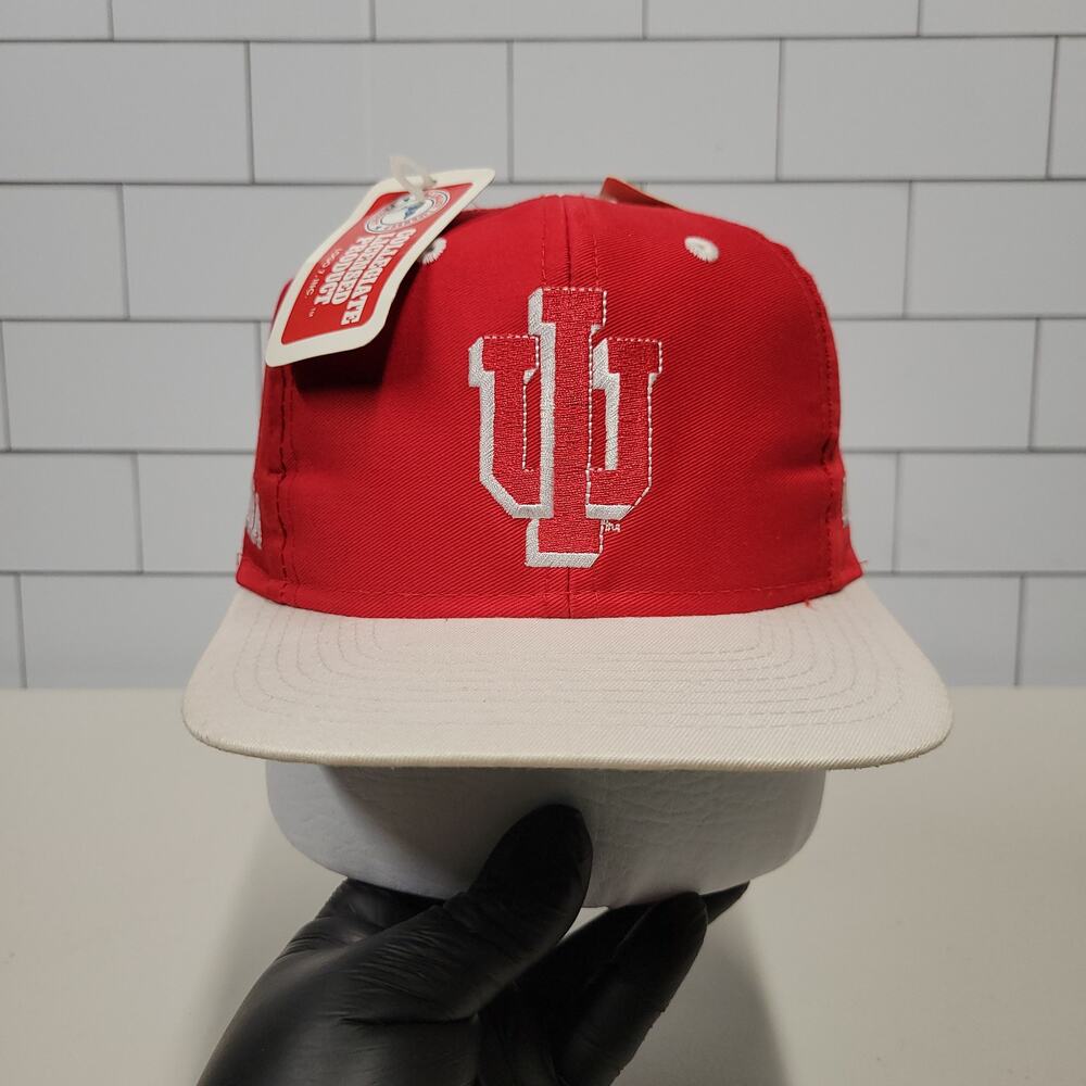 Vintage Indiana Hoosiers Competitor Plain Logo Snapback Hat NWT Red White